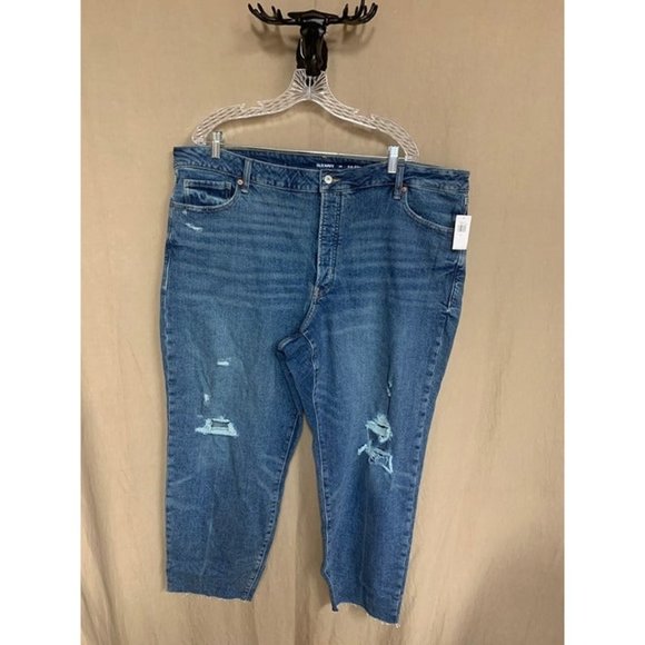 NWT-Old Navy Plus Size High-Waisted OG Straight Ripped Jeans for Women - Size 24 - Picture 1 of 7